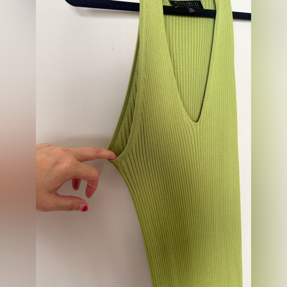 ELOQUII Green Ribbed Keyhole Front Sleeveless Turtle Neck Maxi Dress - Picture 7 of 8